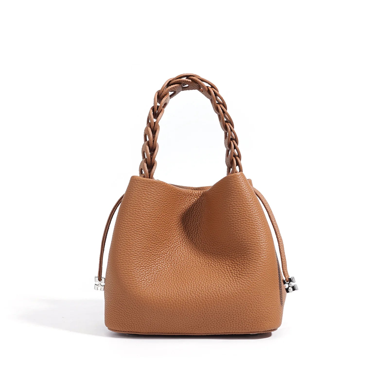 Women's Trendy Fashion Genuine Leather Crossbody Bucket Bag with Adjustable Strap Personality Handbag for Summer Lady