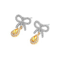 Fashion Street Style Bowknots Earrings for Women Wedding Party Cubic Zircon Dubai Bridal Earring