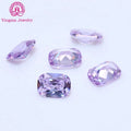 Yingma Machine Cut 4*6mm 8*10mm Cubic Zirconia Stones Artificial Lavender Color Long Cushion Shape Loose Zircon Heat Treatment