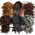 Afro Puff Hair Pieces Clip Hair Extension Short Kinky Curly Chignon With Bangs Synthetic Hair Bun Drawstring Ponytail
