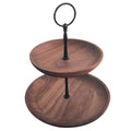 Hot Sell European-style Retro Royal Double-layer Wooden Cake Stand Black Walnut Cake Stand Dessert Display Stand