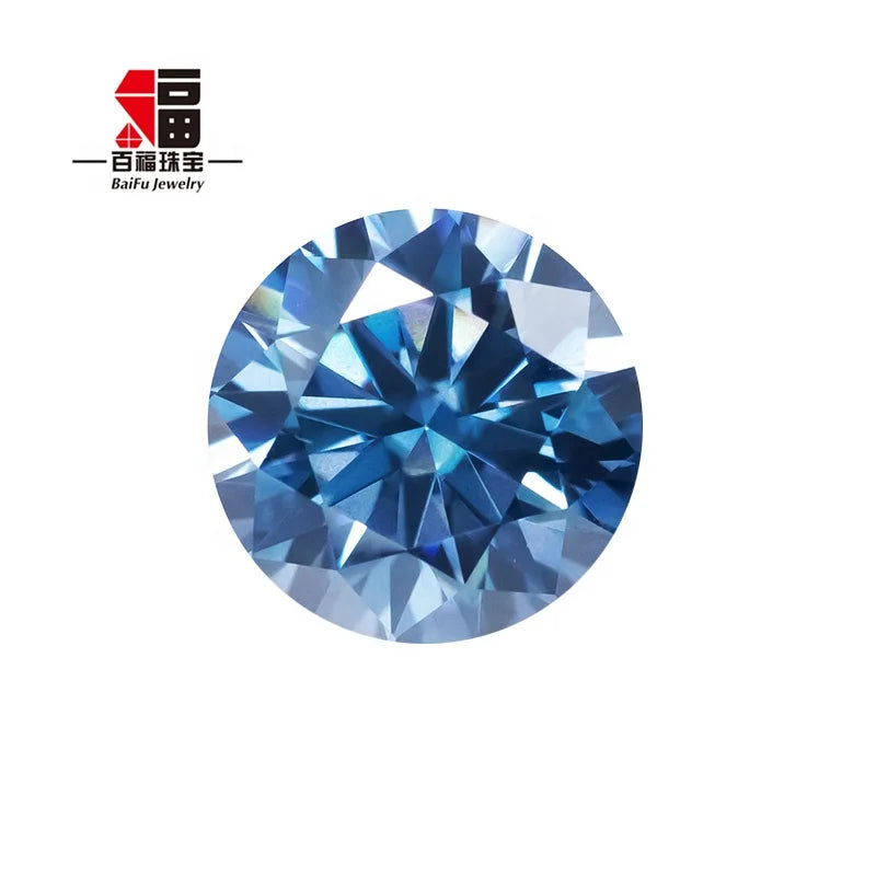 Baifu Jewelry Round Loose Sapphire Blue Moissanite Stone
