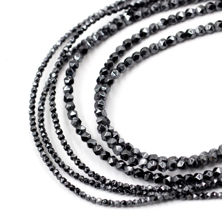 Hot Sale Natural Hematite Stone Beads 3mm Black Faceted Hematite Beads for Making Jewelry