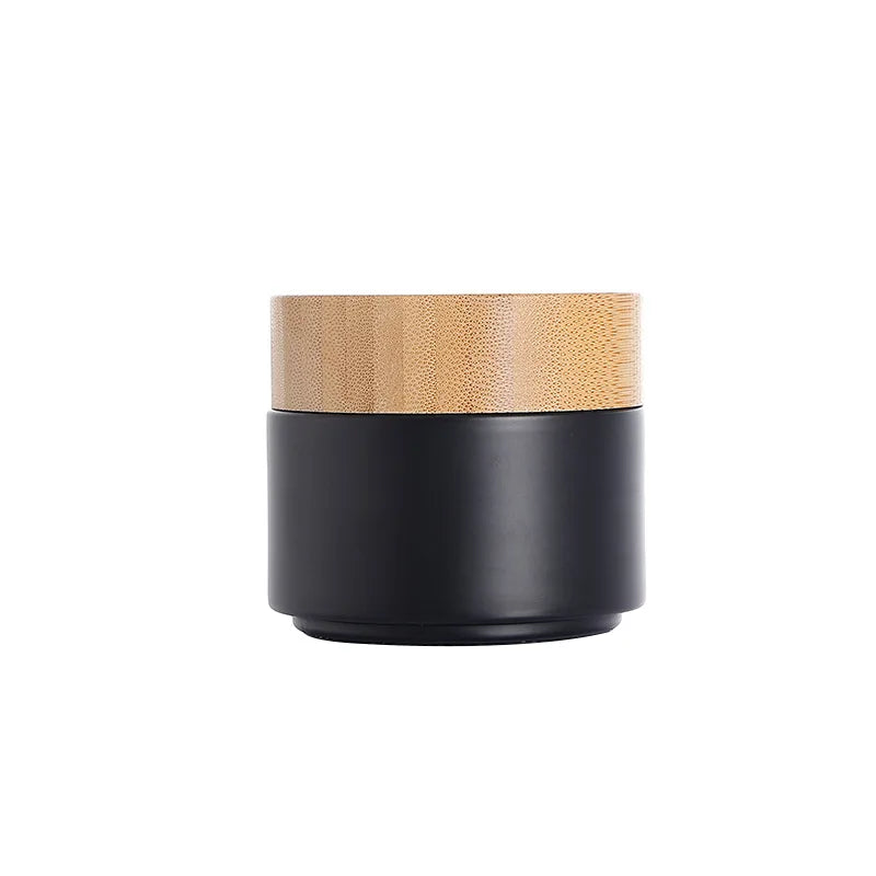 High Quality 5g-100g Matte Black Glass Eco-friendly Cosmetic Cream Jar with Plastic Cap