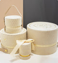 Velvet Camellia Gift Paper Box for Weddings Valentines Snacks Multi Sizes Cylinder Shape with UV Coating Embossing Printing