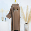 Muslim Party 2 Piece Abaya Set Dubai Wedding Crepe Satin Abaya Rhinestone 2024 Luxury Women Abaya Islamic With Diamond