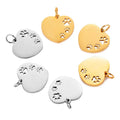Stainless Steel Heart-Shaped Pendant with Hollow Heart and Dog Footprint Laser Cut Metal Charm for Children