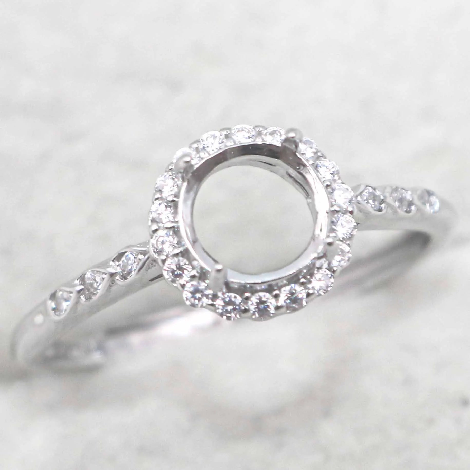 Sterling Silver 4mm/5mm/6mm Semi Mount Ring Frame Empty Blank Support Claws Setting S925 Base Without Center Stone for Inlay DIY