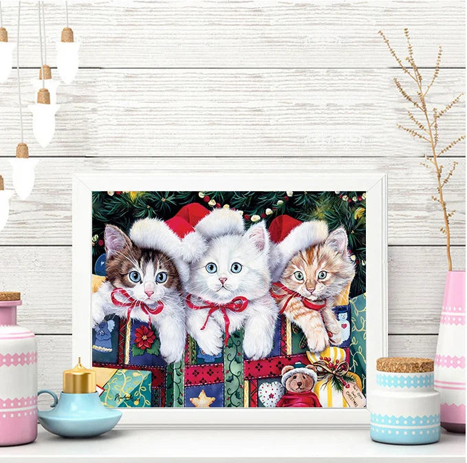 Wholesale Handmade Embroidery Kit Home Decor Painting Canvas Cute Christmas Diamond Painting Animals