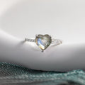 2025 New Styles Heart Shaped 925 Sterling Silver Natural Crystal Labradorite Diamond Ring Engagement Rings
