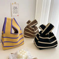 Large Capacity Women's Tote Bag Fashion Striped Pattern Crochet Knitted Shoulder Bag