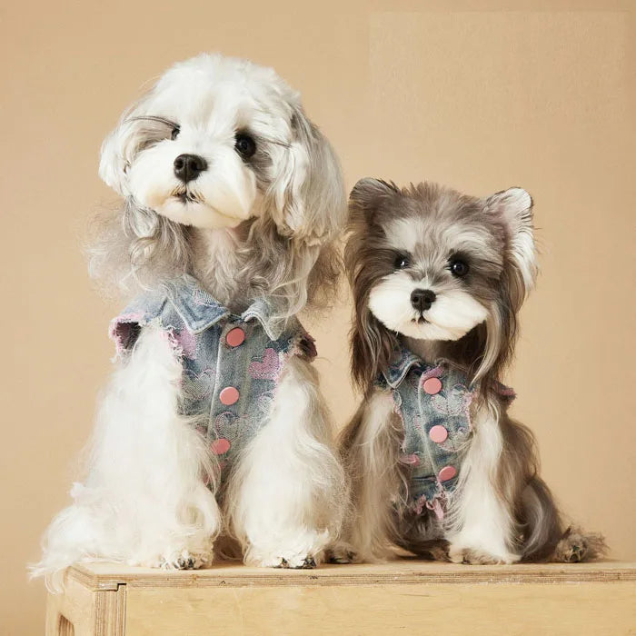 Cute Love Spring Summer Pet Dog Sleeveless Jean Vest Clothes