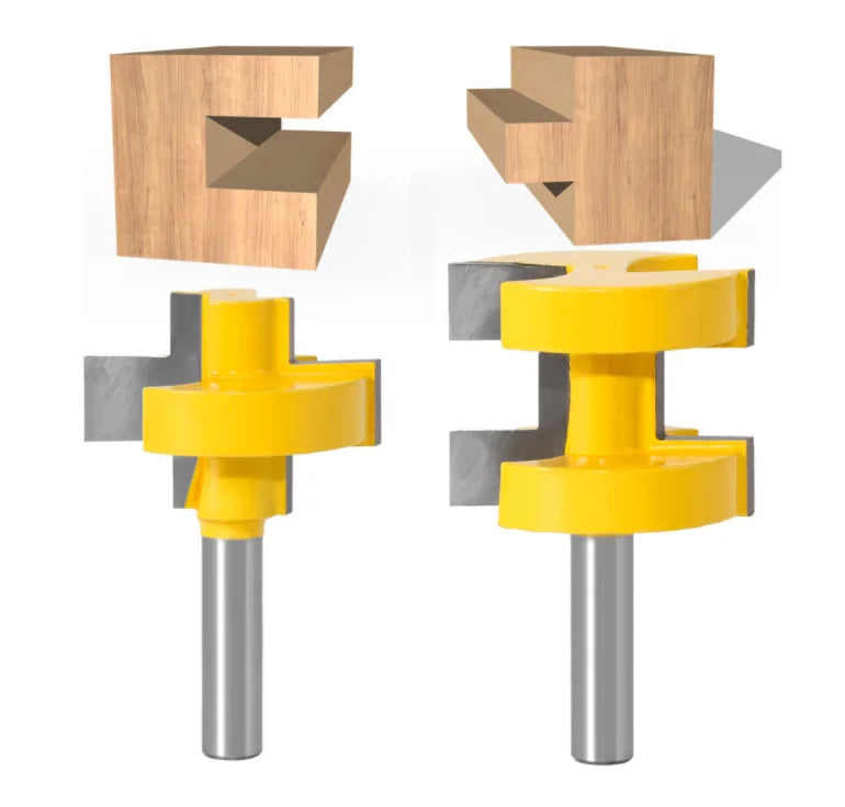 L-N070-1 2pc 8mm 1/4inch Mini Tongue & Groove Router Bit Set - Line Knife Woodworking Cutter Tenon Cutter for Woodworking Tools