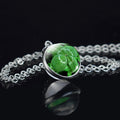 Four Leaf Clover Necklace for Women Lucky Charm Men Fashion Glass Ball Pendant Silvery Jewelry for St. Patrick's Day Gift