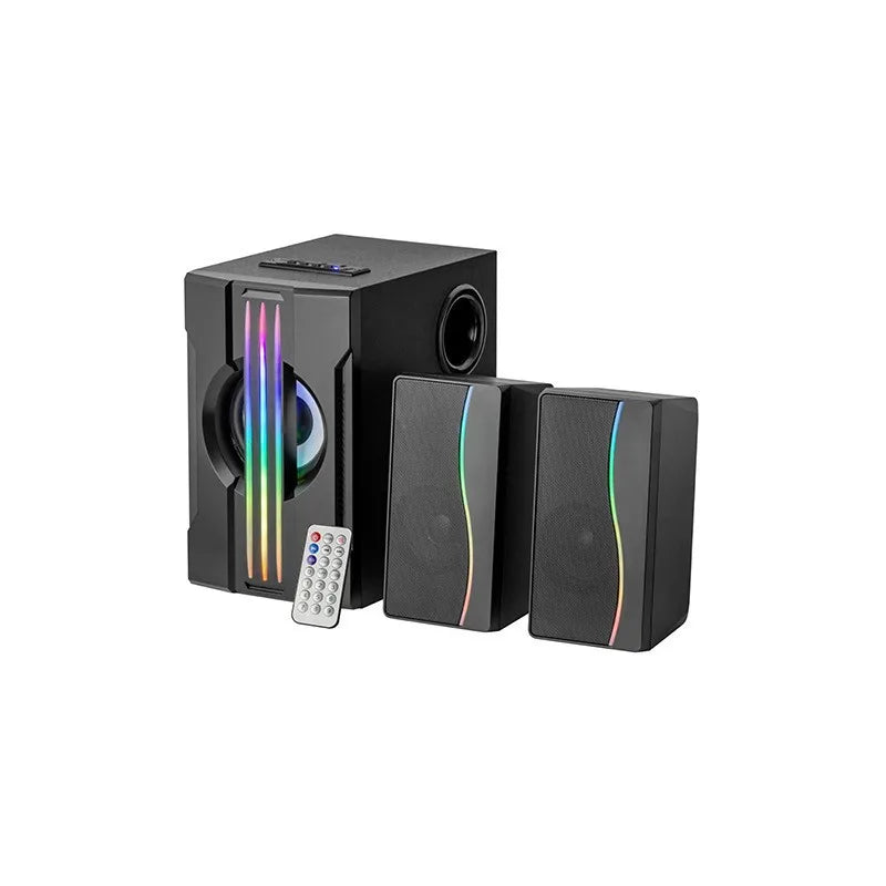 Wooden Independent Bass bluetooth Speaker Full Range Wireless Phone Professional Gaming Speaker 25W RGB Running Light Speaker