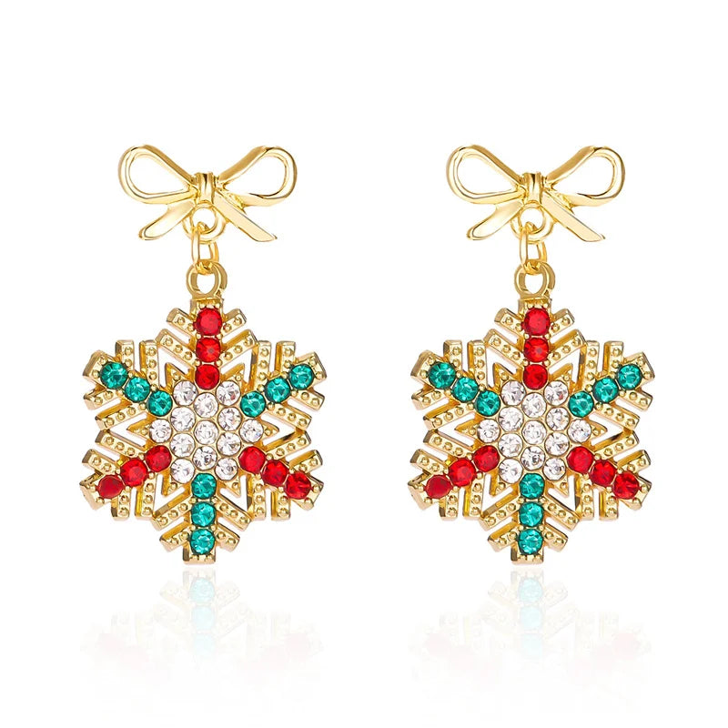 New Creative Asymmetrical Christmas Jewelry Cartoon Enamel Cute Christmas Santa Claus Tree Elk Earrings Holiday Gift Earrings