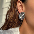 Exaggerated Stainless Steel Earrings 18K Gold Plated Titanium Steel Conch Thread Dancer Earrings