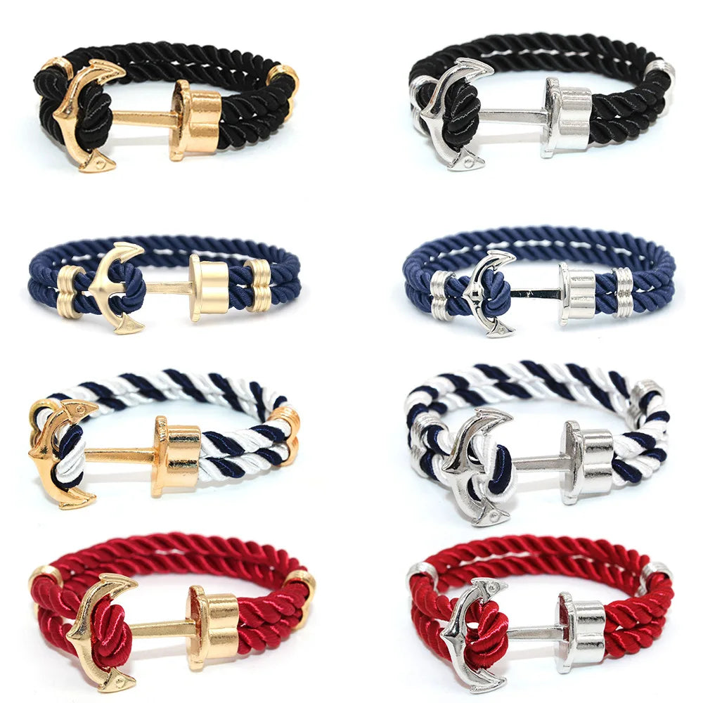 Creative Handmade Braided Hand Rope Personalized Viking Bracelet Multicolor Boat Anchor Bracelet Gifts for Women