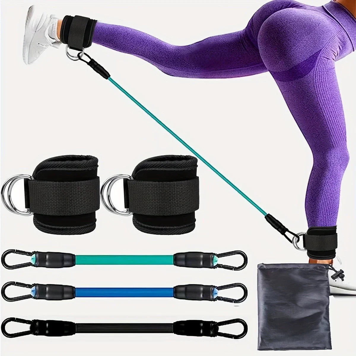 6-Piece Set Adjustable Straps Toning Tubes Strength Training Yoga Fitness Exercise Leg Butt Workouts Hip Muscle Toning Ankle