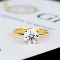 Wholesale Price S925 4 Prong Wedding Ring Yellow Gold Plated 925 Sterling Silver 2CT 8MM Round Moissanite Solitaire Ring