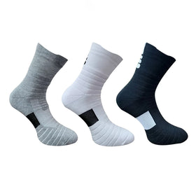 Men's Striped Knitted Basketball Athlete Running Anti-Slip Socks with Customized Logo High Crew on Cuff Bottom for Spring Season