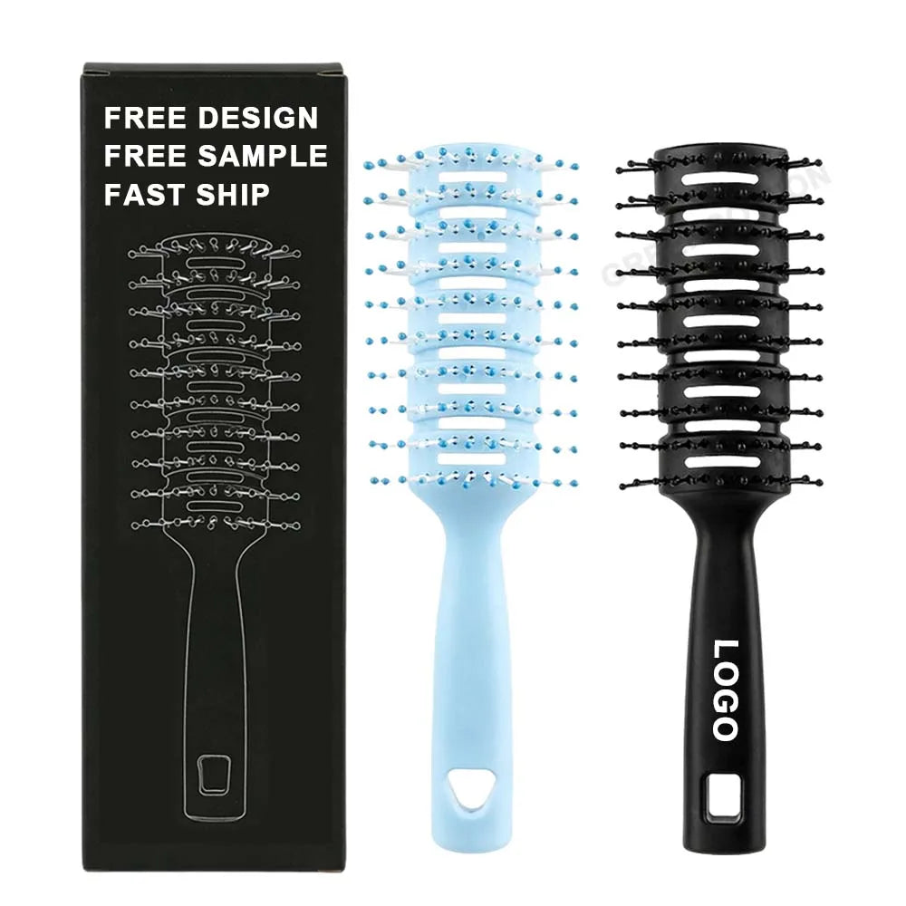 Custom Logo Vented Hair Brush Detangling Hair Brush With Ball Tipped Bristles Scalp Massage Brush for Dry Wet in Use