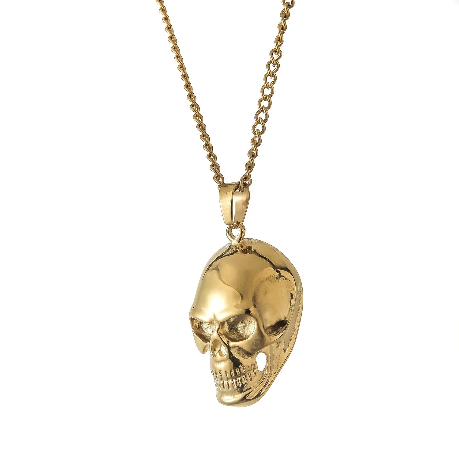 Stainless Steel Skull Pendant Religious Totem Men's Stainless Steel Necklace Retro Punk Gold Jewelry
