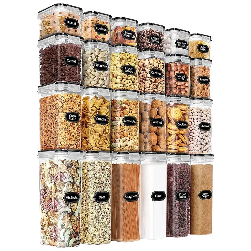 Household Storage Bpa-Free Airtight Plastic Stackable Kitchen Organizer Cereal Dry Food Storage Bin Box Container