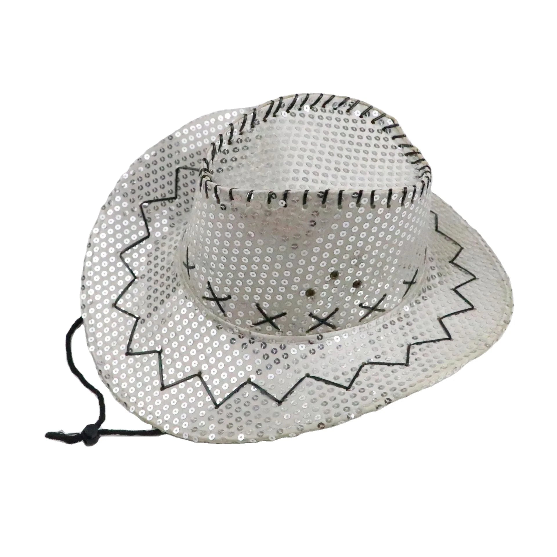Newest Sequin Foldable Cowboy Hat Party Supply for Promotions
