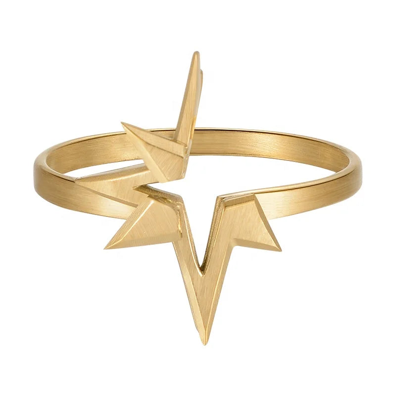 Hypoallergenic 18K Gold Plated Stainless Steel 3D Star Statement Ring for Women Original Design Fashion Jewelry R224162
