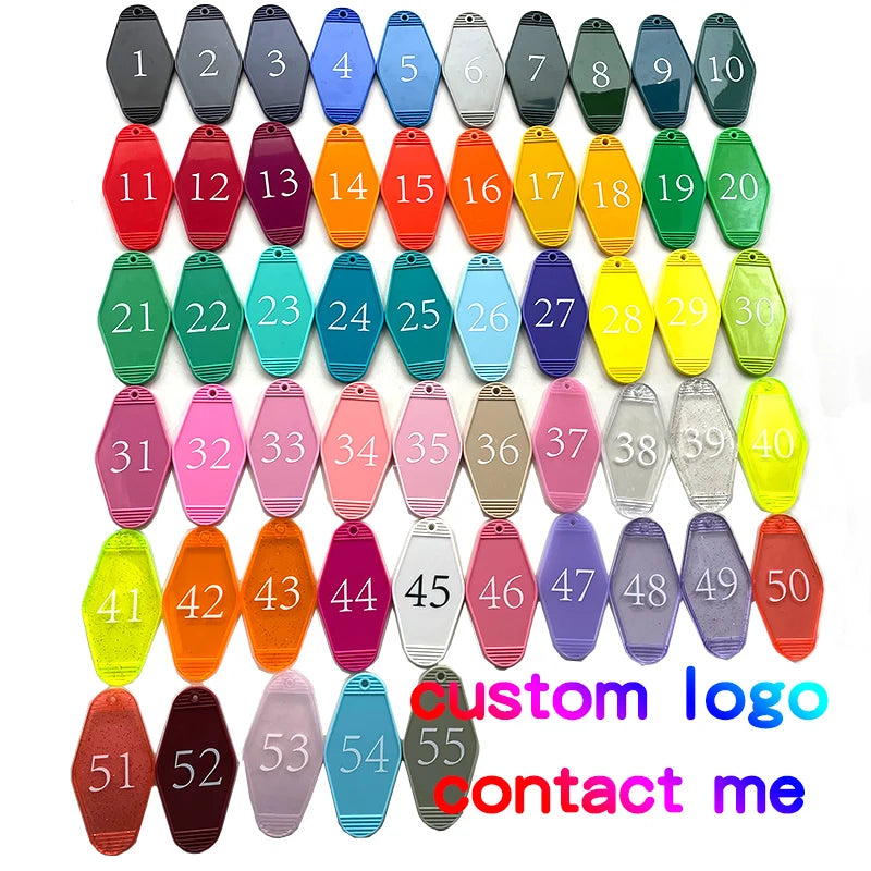 Custom logo Color Material  Promotional Blank Plastic Retro Vintage Motel Room Hotel Keychain