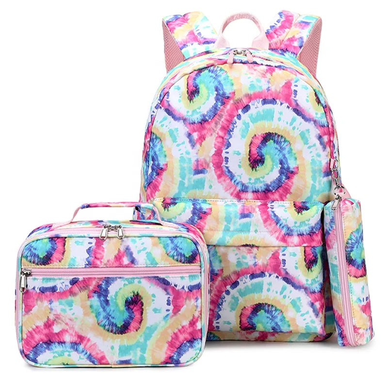 2025 Student School Backpack for Kids Tie Dye Backpack Bag Pack Set School Bags for Boys Girls Backpack Set