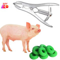 New Condition Stainless Steel Castration Forceps for Pig Sheep Goat with 100 Pcs Free Rubber Rings Elastrator Plier