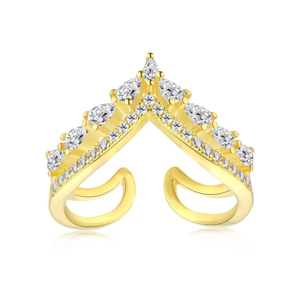 Low Moq New Arrival Wholesale Fashion Crown Popular Woman Luxury Jewelry Cz 5a 925 Sterling Silver Ring
