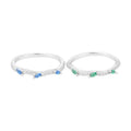 Hot Sale 18K Gold Plated Sterling Silver Wedding Ring Green Blue White Classic Zircon Fashion Design Party Rings
