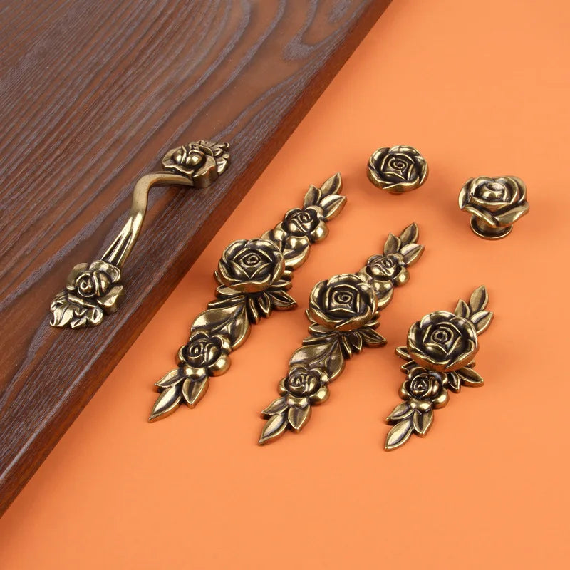 JAYA Cupboard Handles European Style Single Hole Cabinet Drawer Antique Silver Rose Handle  for  Cabinet