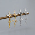 SP Fine Jewelry Butterfly Stud Earrings 18K Gold Plated 925 Sterling Silver Zircon Butterfly Tassel Earrings for Women
