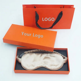 100% Mulberry Natural Silk Luxury 22mm OEM Logo Custom Soft Elastic Light Blocking Night Eye Cover Blindfold Sleeping Eye Masks
