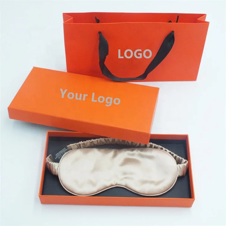 100% Mulberry Natural Silk Luxury 22mm OEM Logo Custom Soft Elastic Light Blocking Night Eye Cover Blindfold Sleeping Eye Masks