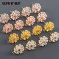 M1033 DIY Jewelry Making for Women 18K Gold Plated Flower Shape Zircon Earrings Pendants 6 Pcs/Lot Metal Material