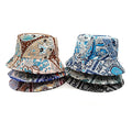 Landfond Hot Sale Summer Double-sided Paisley Cashew Print Pattern Bucket Hat Fashion Warm Sun Shade Fisherman Hat