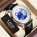 LIGE LG8963 Wholesale Price Creative Earth 40mm Dial Watch for Men Sport Black Leather Quartz Watches Male Clock Waterproof+ Box