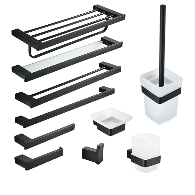 Modern Foldable Stainless Steel Heated Hotel Bathroom Towel Rack Set 10 PCS Accessories Set for Home