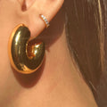 2024 Dazan New Winter 18k Gold Plated Water Resistant 30mm Stainless Steel C Hoop Anti Allergy Simple Style Earrings