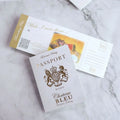 Custom Unique White Gold Foil Passport Boarding Pass Style Wedding Invitation with Photo Printing MegaBDM