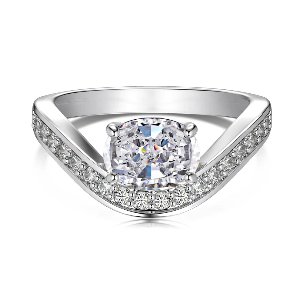 Dylam 5A Cz Cubic Zirconia Gorgeous Bridal Wedding Jewelry S925 Silver Ring Oval Eternity Diamond Engagement Rings for Women