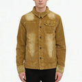Custom Shirt Collar Streetwear Overshirt Fade Wash Corduroy Jacket for Men
