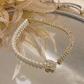 Gold Plated Pearl Bead Chain Necklace Bling Crystal Tennis Chain Drop Oil Flower Pear Drop Necklace