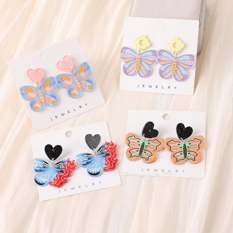 1Pair Fashion Multicolour Stud Earrings Acrylic Jewelry Charms for Woman Girls Festival Birthday Gift
