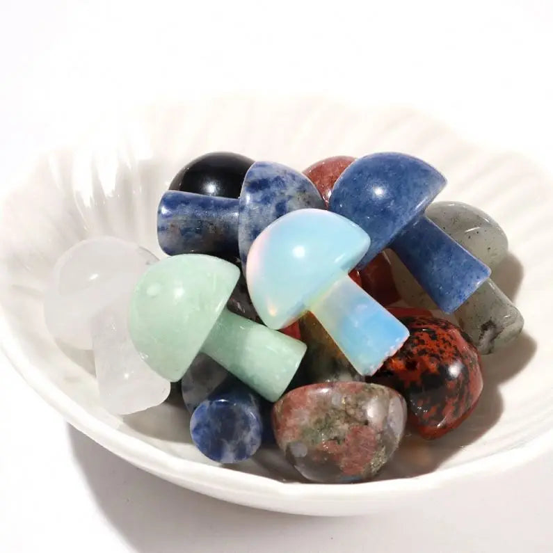 DIY Factory Wholesale Bulk Gemston Carved Blue Sodalite Mushroom Mini Crystal Mushrooms